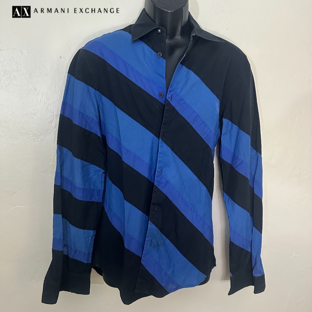 Armani Exchange Diagonal Patchwork Shirt Small Ge… - image 1